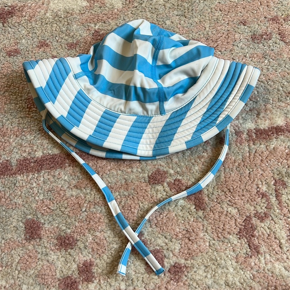 Hanna Andersson Baby Swim/Sun Hat - Blue and white stripe - Size Medium